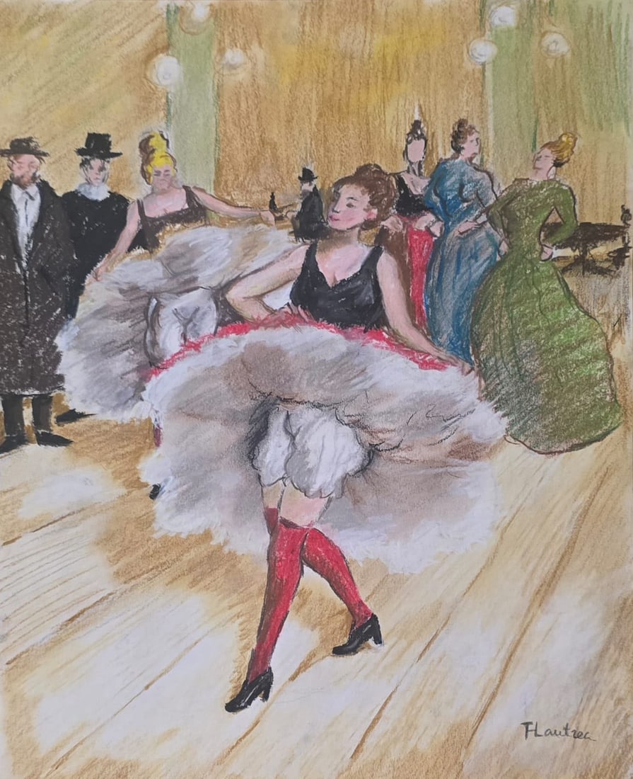 Henri de Toulouse-Lautrec French 1864-1901 Pastel on Paper paintingin the Style of Monet Degas Era .