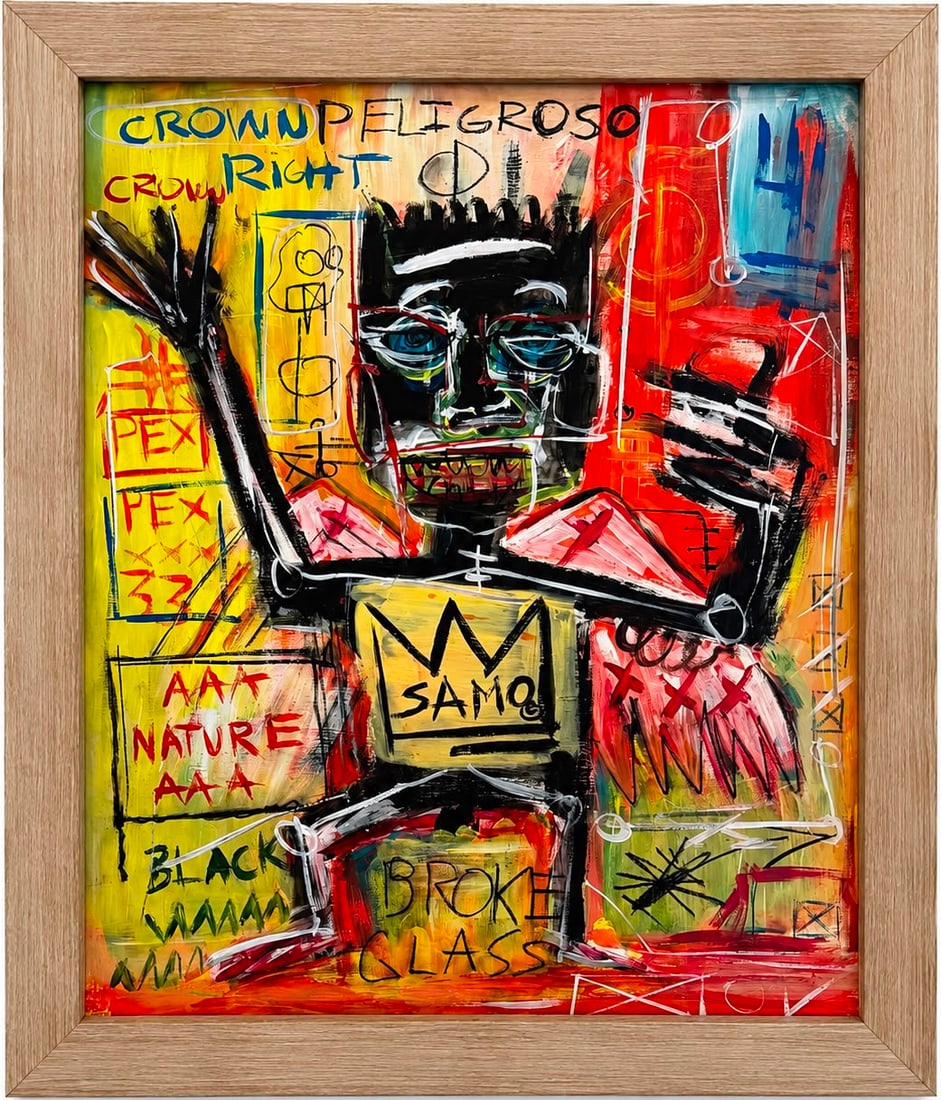 Jean Michel Basquiat American 1960-1988 Mixed Media on Paper in the Style of Pollock,Picasso Era (1 of 6)
