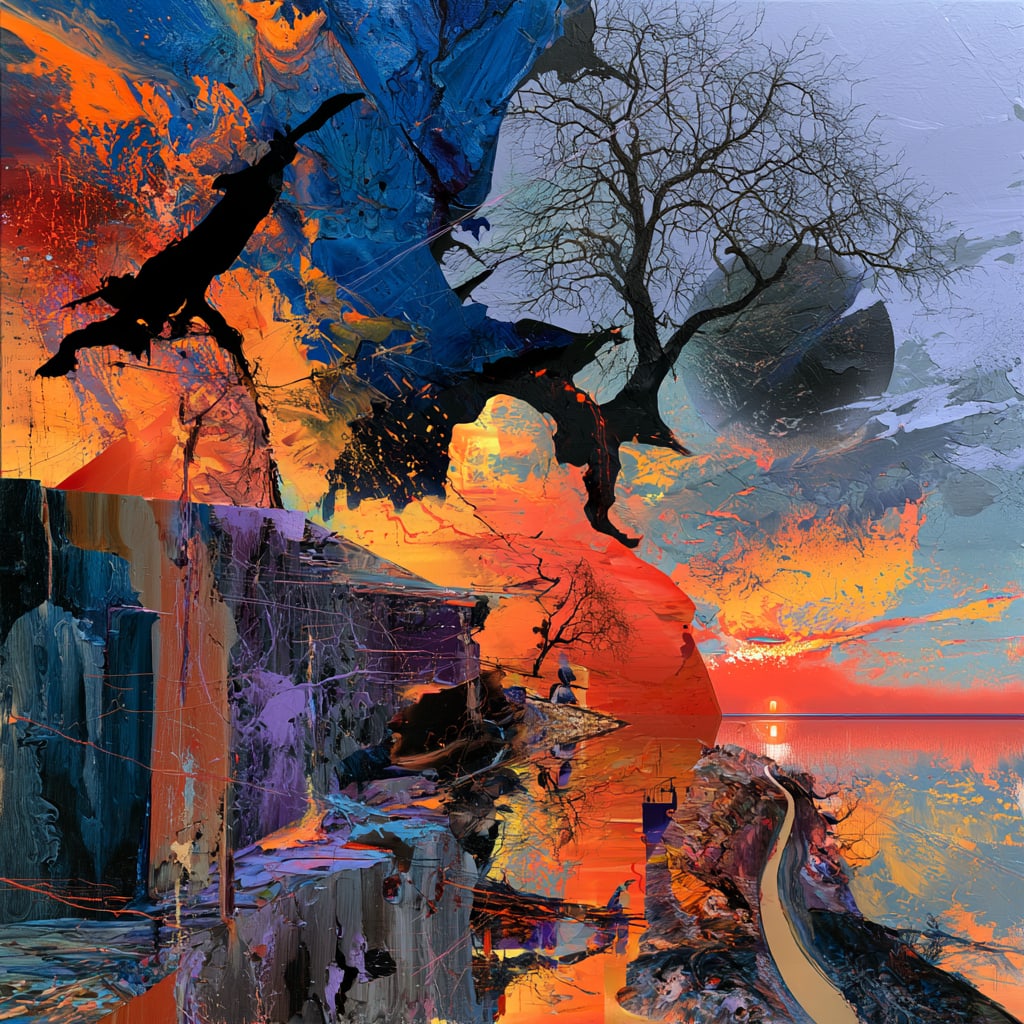 Twilight Passage. Acrylic print on panel. By the IAAG Artists Group. Contemporary.: Title: Twilight Passage Technique: Acrylic print on panel Measures: 20 × 20 inches (51 × 51 cm) Year: Contemporary Condition: Excellent condition. Museum-quality contemporary composition produced wi