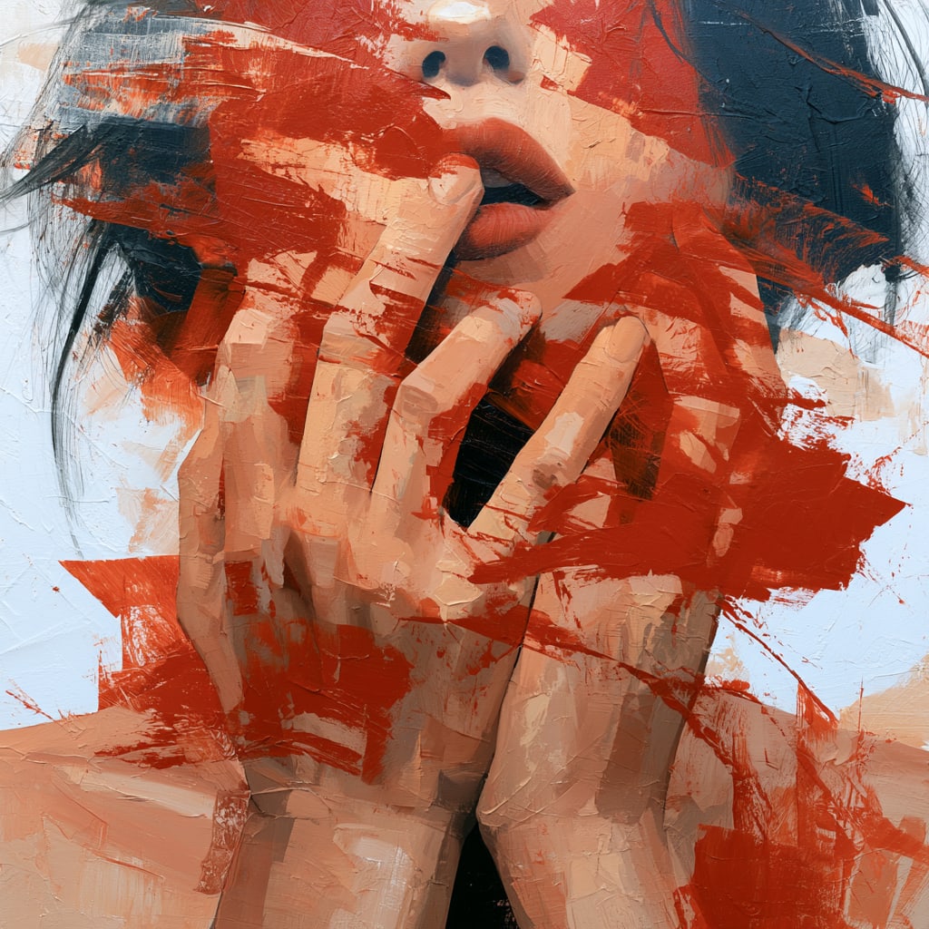 Veil of Desire. Acrylic print on panel. By the IAAG Artists Group. Contemporary.: Title: Veil of Desire Technique: Acrylic print on panel Measures: 20 × 20 inches (51 × 51 cm) Year: Contemporary Condition: Excellent condition. Museum-quality contemporary composition produced with