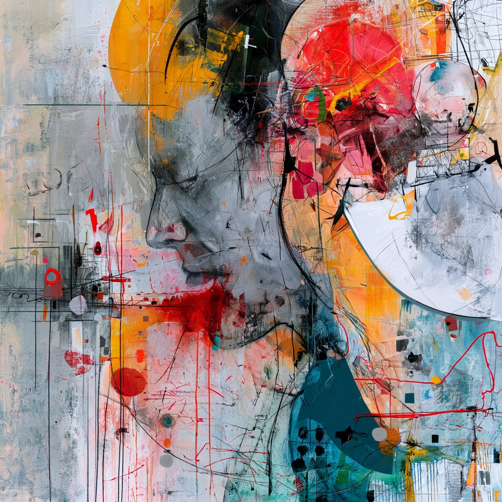 Silent Resonance. Acrylic print on panel. By the IAAG Artists Group. Contemporary.: Title: Silent Resonance Technique: Acrylic print on panel Measures: 20 × 20 inches (51 × 51 cm) Year: Contemporary Condition: Excellent condition. Museum-quality contemporary composition produced wi