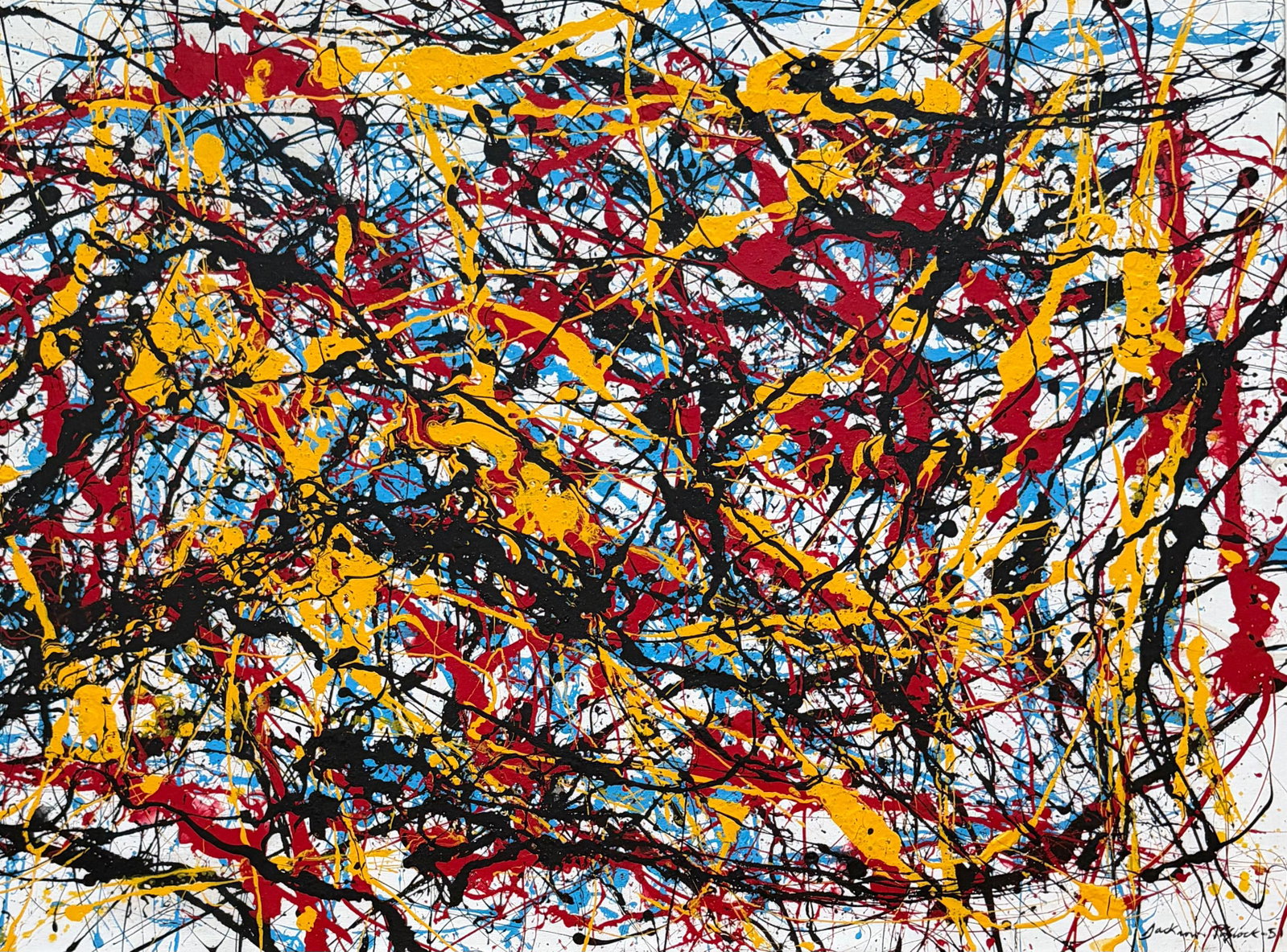 Jackson Pollock American Oil on canvas Painting In The Style of. Rothko, Kline, & Pollock Era (1 of 6)