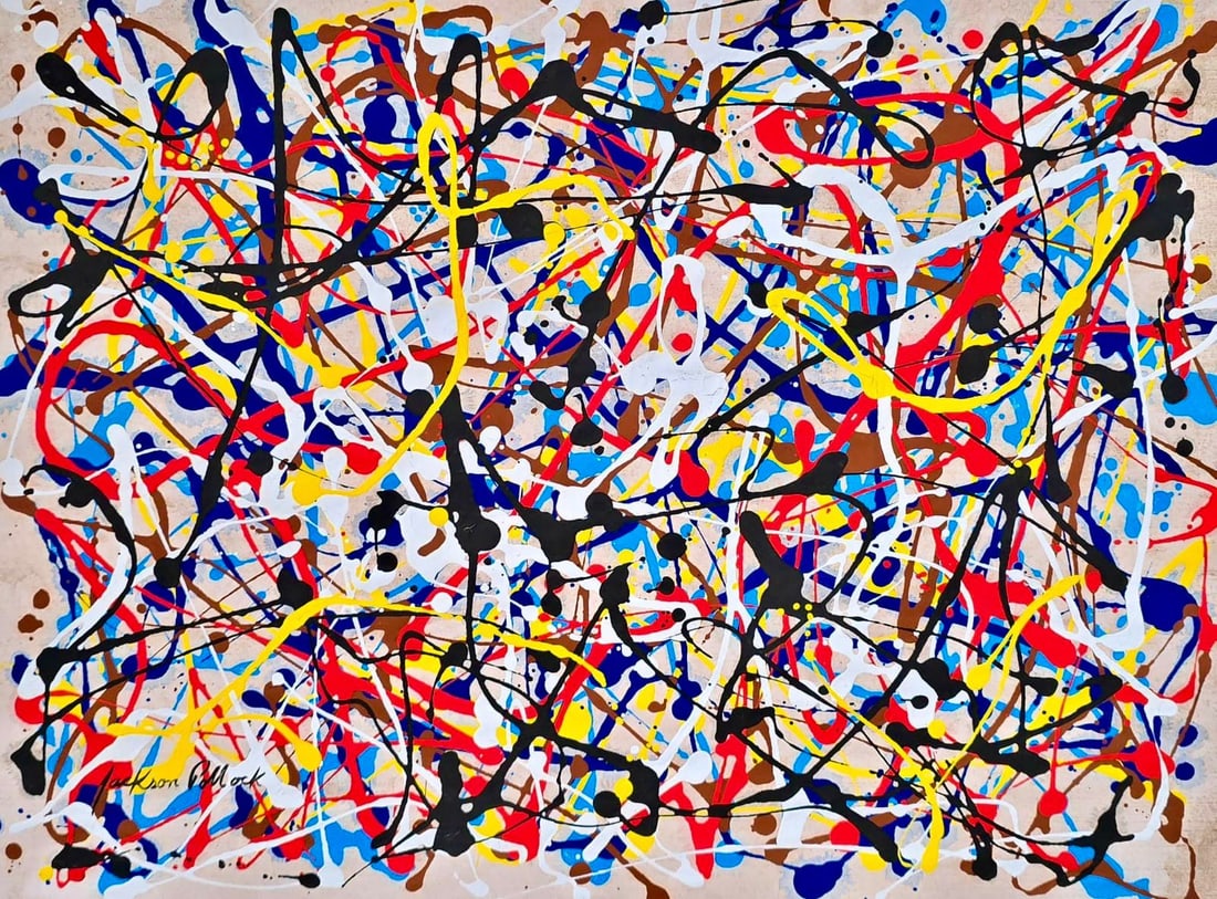 Jackson Pollock American 1912–1956 Gouache on paper painting in the style of. de Kooning, Rothko (1 of 5)