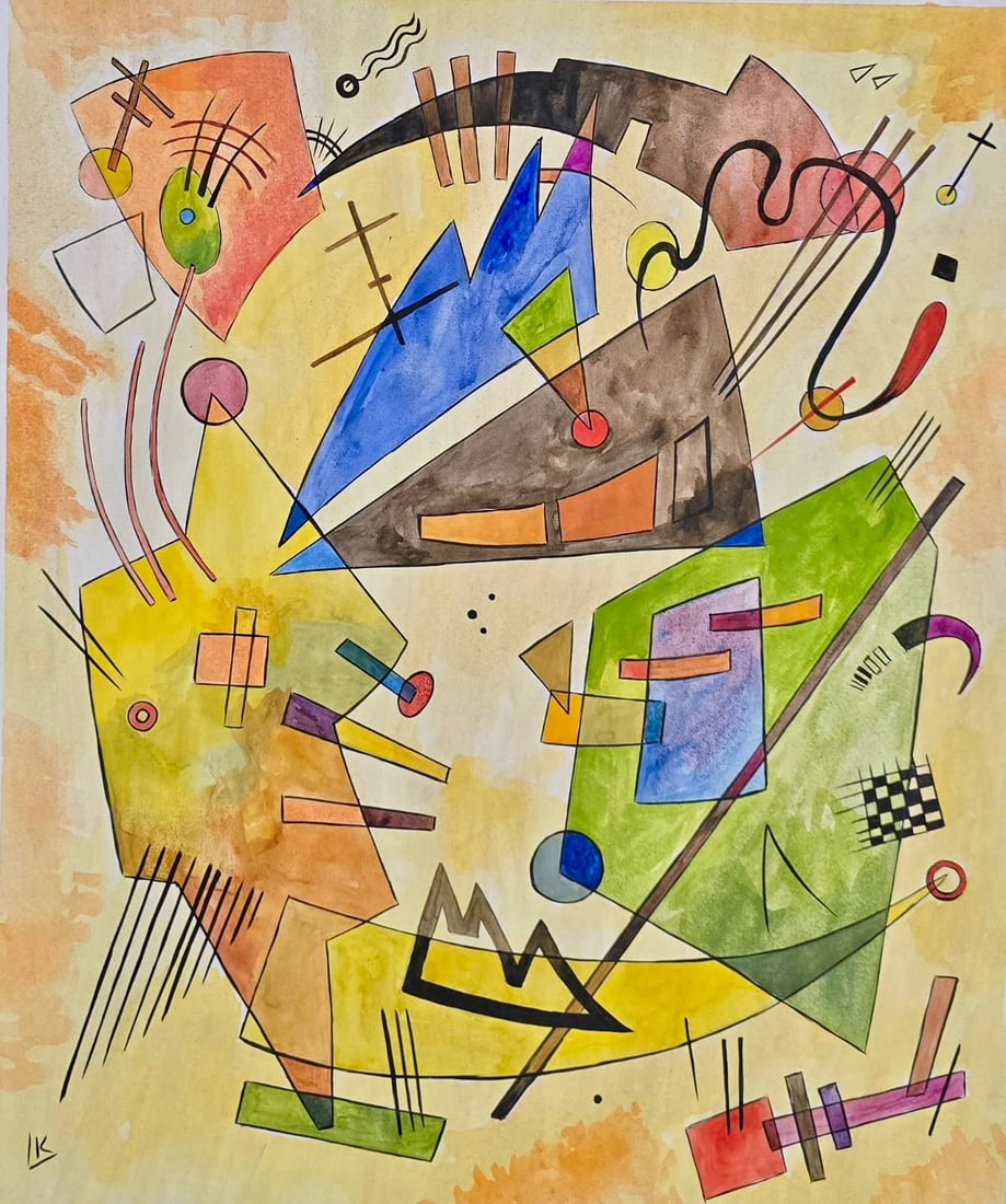 Wassily Kandinsky 1866-1944 Watercolor on Paper, in the Style of Picasso,Monet ,Degas Era. (1 of 6)
