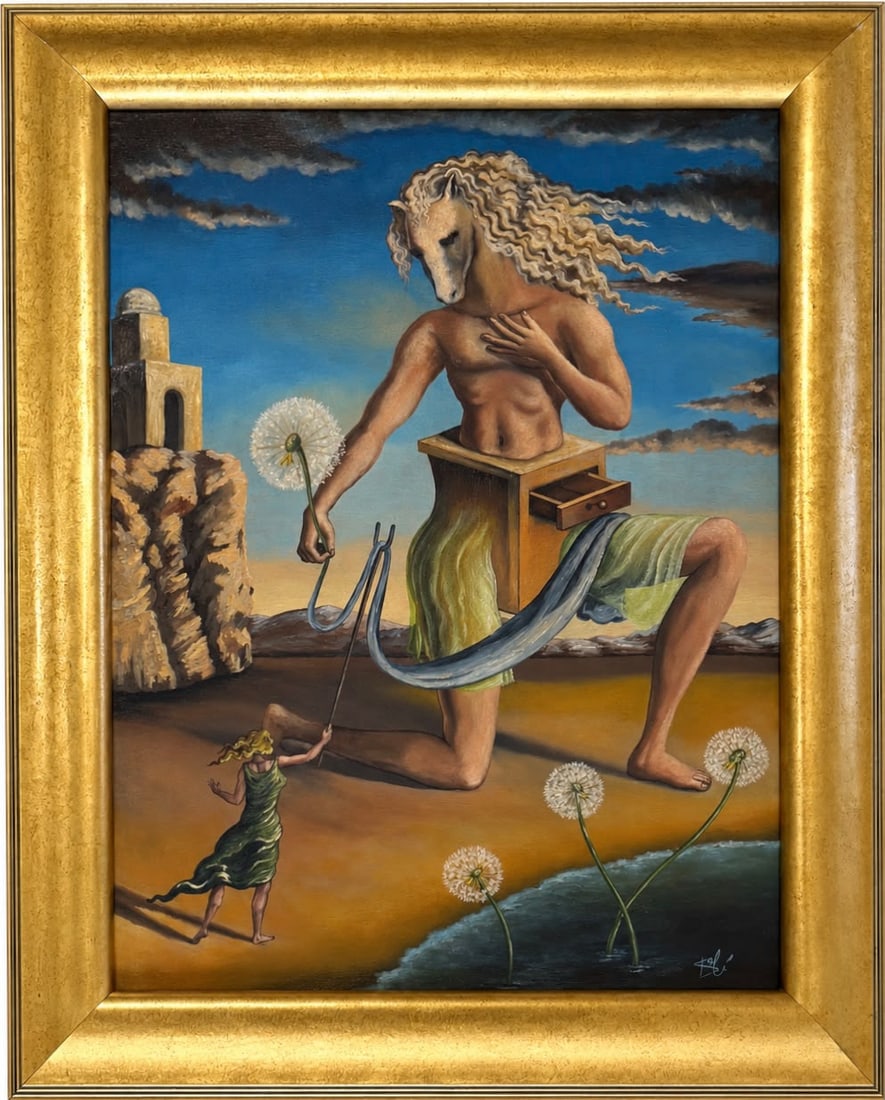 Salvador Dali Spanish 1904 - 1989 Oil on Canvas Painting in the style of. Picasso & Dali Surrealism (1 of 6)