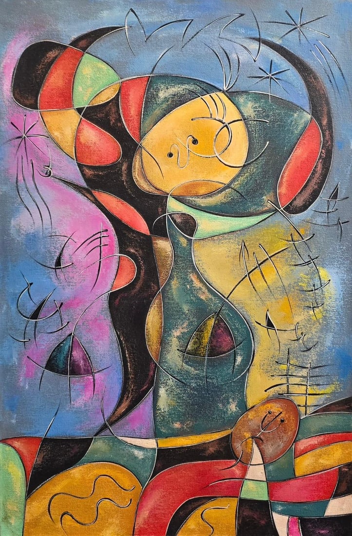 Joan Miro Spanish 1893 - 1983 Oil on Canvas (1 of 2)