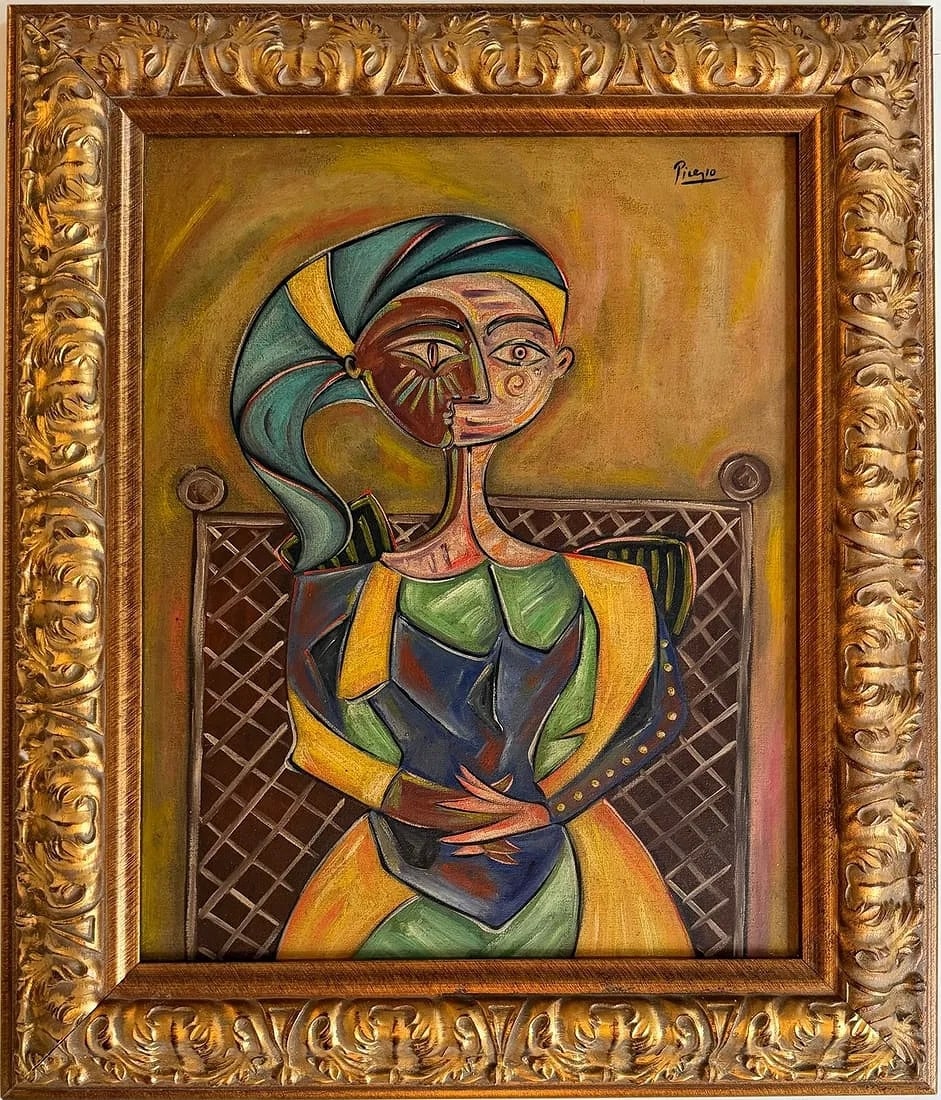 Pablo Picasso Spanish 1881-1973 Oil on Canvas Painting in the Style of Dali, Magritte, Chagall &