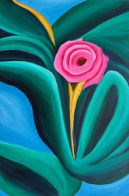 Georgia O'Keeffe American Oil On Canvas Painting in the style of Pollock & O'Keeffe, Abstract Era