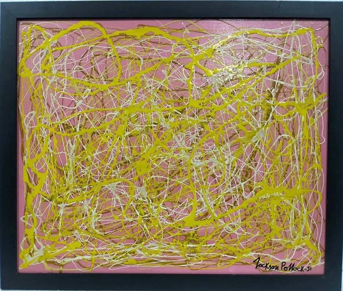 Jackson Pollock American 1912–1956 Oil and Enamel on Canvas Painting in the Style of de Kooning, (1 of 8)