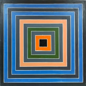 Frank Stella American 1936-2024 Oil on Canvas Painting in the style of Jasper Johns, Pollock, Newman