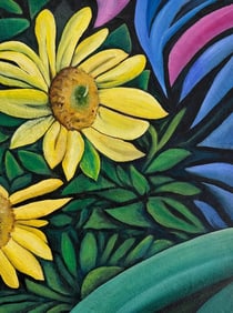 Georgia O’Keeffe American 1887–1986 Oil On Canvas Painting in the Style of Pollock & O'Keeffe.