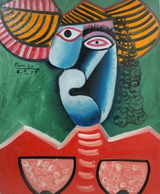 Pablo Picasso Spanish 1881-1973 Oil on Canvas Painting in the Style of Dali, Magritte, Chagall &