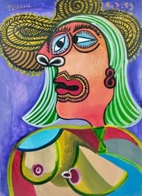 Pablo Picasso Spanish 1881-1973 Oil on Canvas Painting in the Style of Dali, Magritte, Chagall &