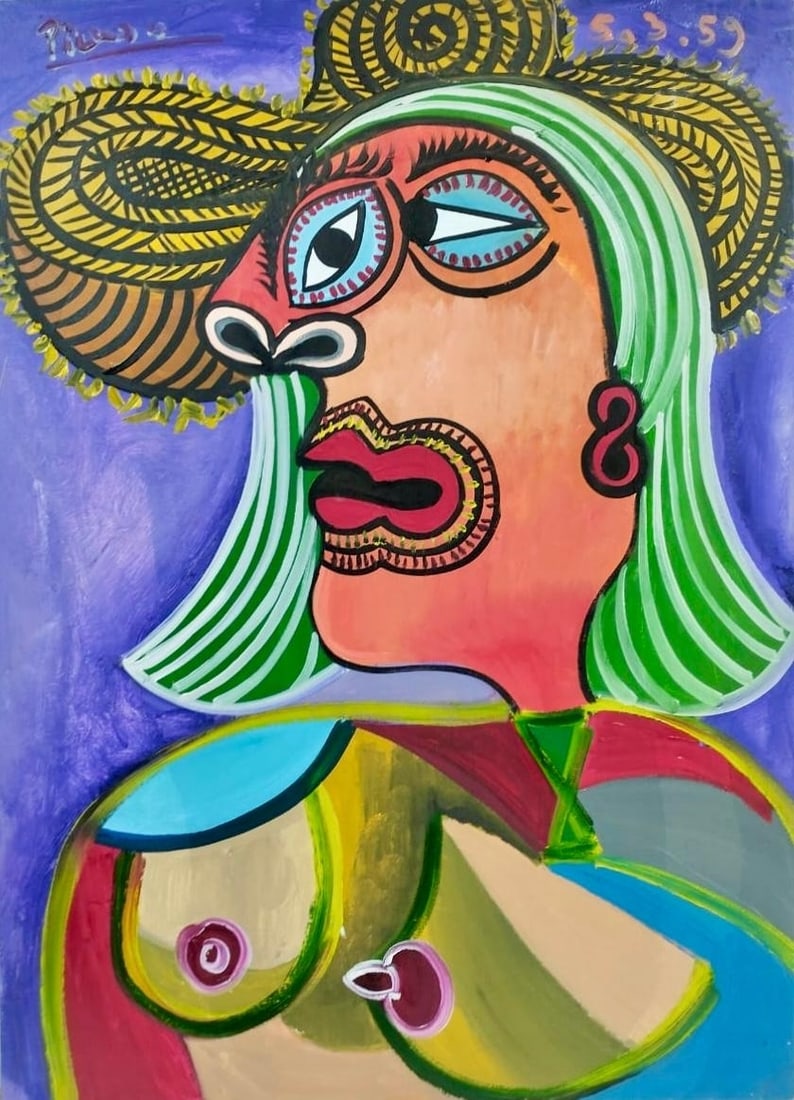 Pablo Picasso Spanish 1881-1973 Oil on Canvas Painting in the Style of Dali, Magritte, Chagall & (1 of 8)