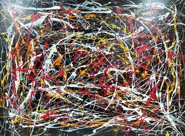 Jackson Pollock American 1912–1956 Oil and Enamel on Canvas Painting in the Style of de Kooning,