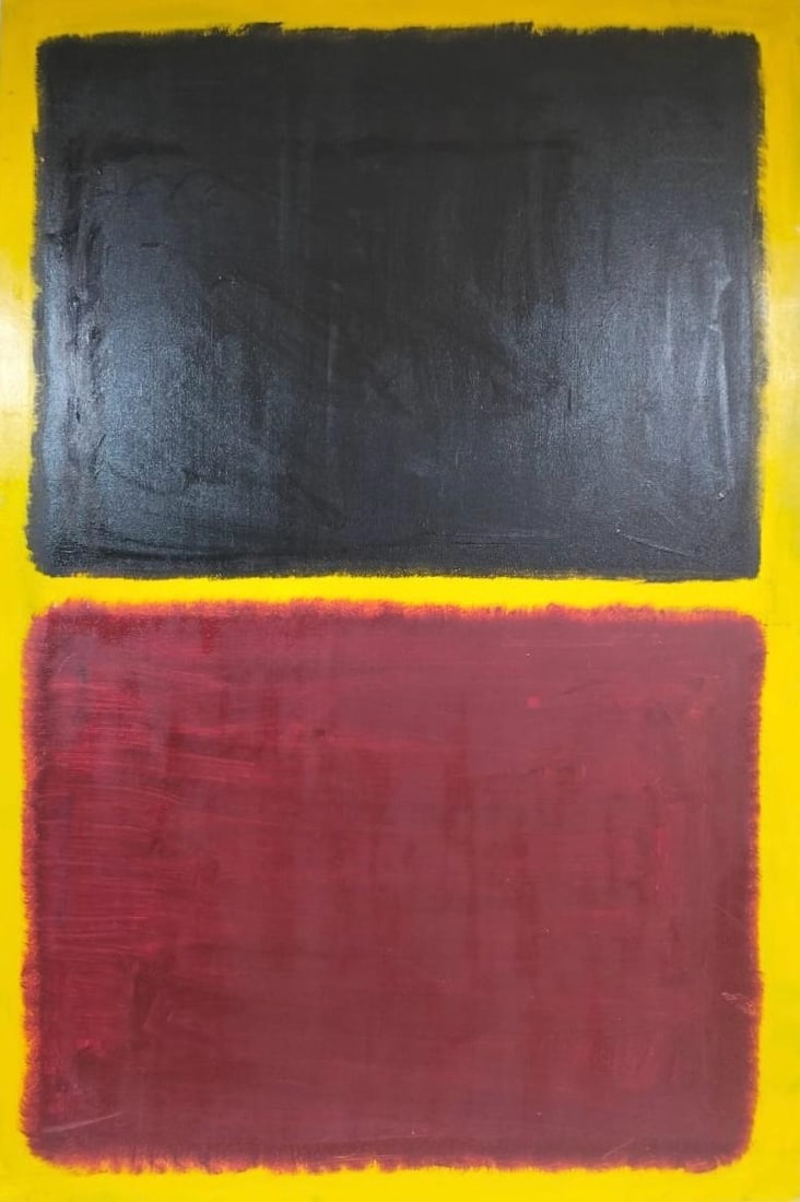 Mark Rothko American 1903 - 1970 Oil on Canvas Painting in the Style of Pollock, Picasso Era: Title: Descent of Light Technique: Oil on Canvas Measures: 54 x 39 inches Year: 1955 Condition: Good — canvas stable, with minor surface wear and light craquelure consistent with ageProvenance: Priv