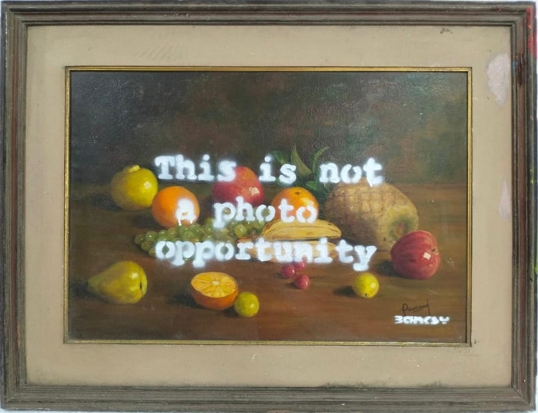 Banksy British (b.1974) Oil on Canvas Painting in the Style of Warhol, Basquiat, Haring (1 of 7)