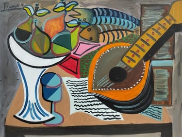 Pablo Picasso Spanish 1881-1973 Oil on Canvas Painting in the Style of Dali, Magritte, Chagall &