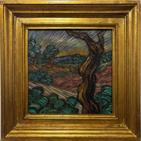 Vincent Van Gogh Dutch 1853-1890 Oil on Canvas Painting in the Style of Gaugin, Monet, Degas Period