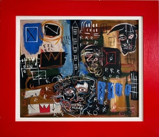 Jean-Michel Basquiat American 1960–1988 Acrylic on Canvas Painting in the Style of Warhol, Pollock