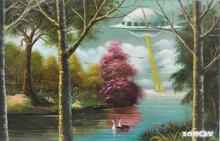 Banksy British (b.1974) Oil on Canvas Painting in the Style of Warhol, Basquiat, Haring