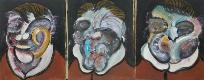 Francis Bacon Irish-British 1909-1992 Oil on Canvas Painting in the Style of Lucian Freud, Alberto