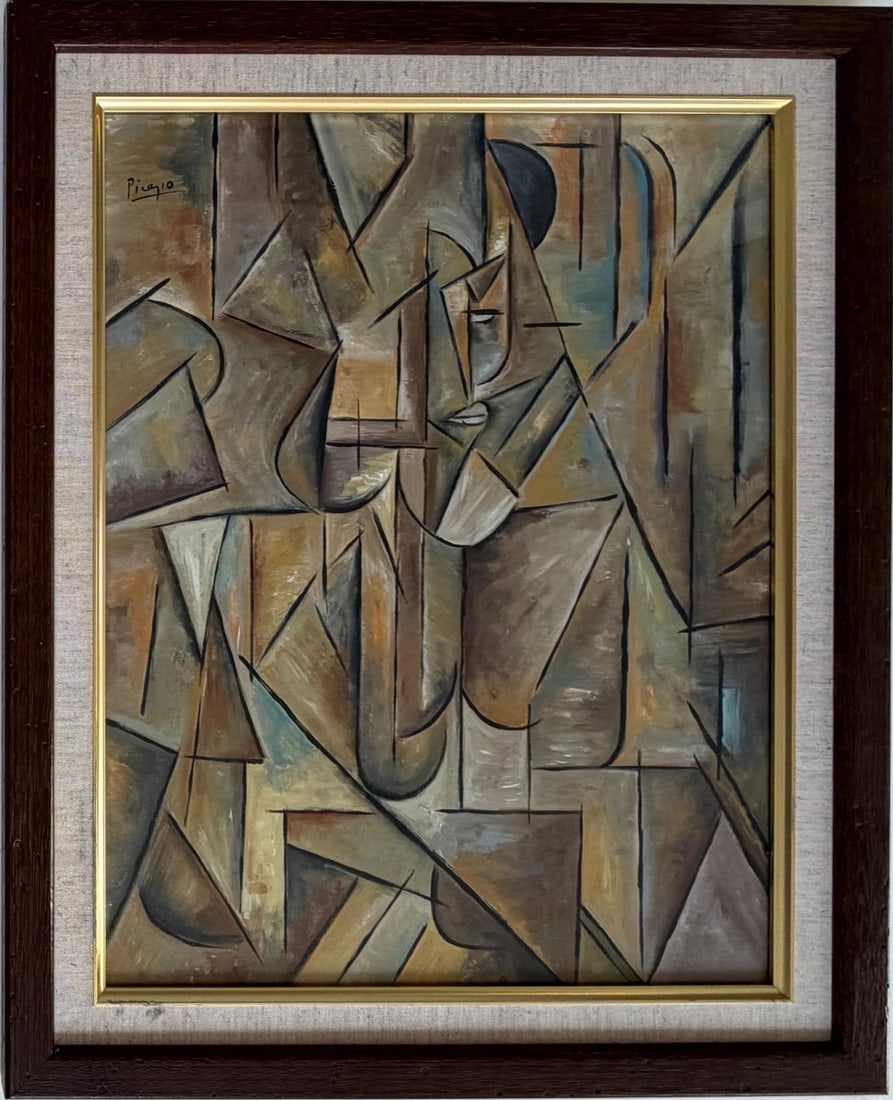 Pablo Picasso Spanish 1881-1973 Gouache on Paper Painting in the Style of Dali, Magritte, Chagall &: Title: Deconstructed Figure Technique: Gouache on Paper Measures: 17 x 13 inches Year: Circa 1911 Condition: Good — stable, with minor surface wear and light craquelure consistent with ageProvenance