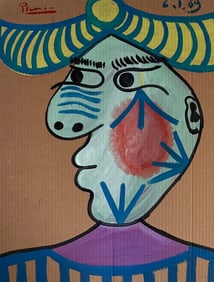 Pablo Picasso Spanish 1881-1973 Oil on Canvas Painting in the Style of Dali, Magritte, Chagall &