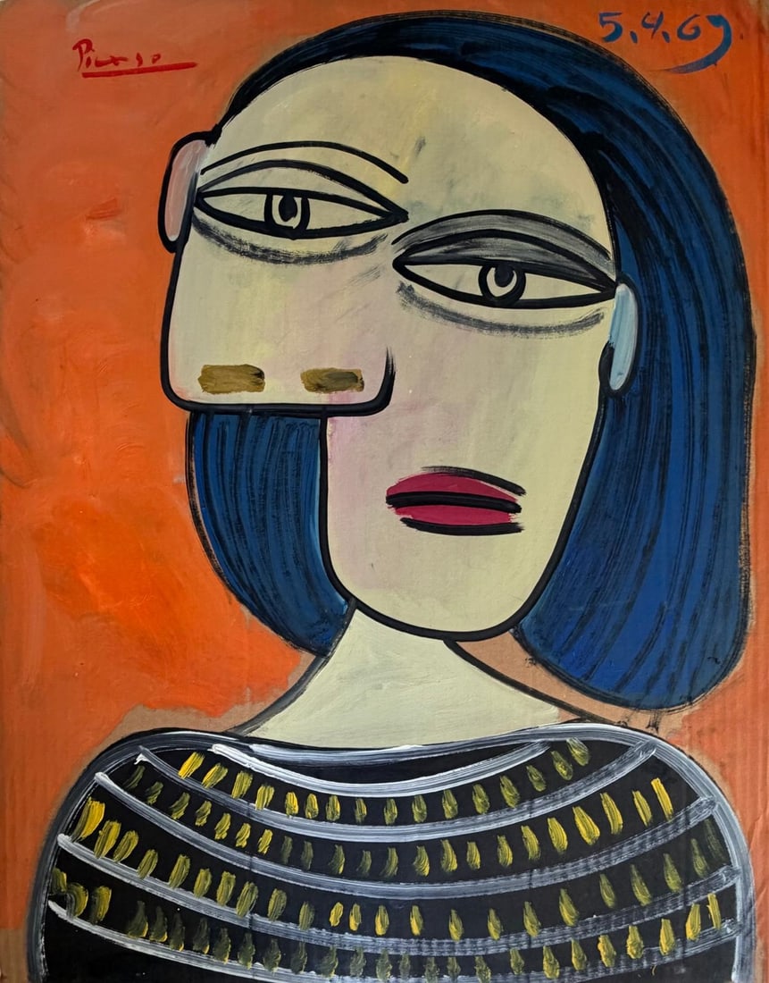 Pablo Picasso Spanish 1881-1973 Oil on Canvas Painting in the Style of Dali, Magritte, Chagall & (1 of 6)