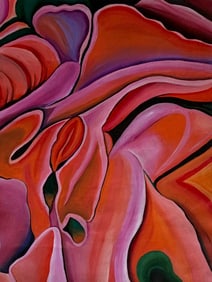 Georgia O’Keeffe American 1887–1986 Oil On Canvas Painting in the Style of Pollock & O'Keeffe.