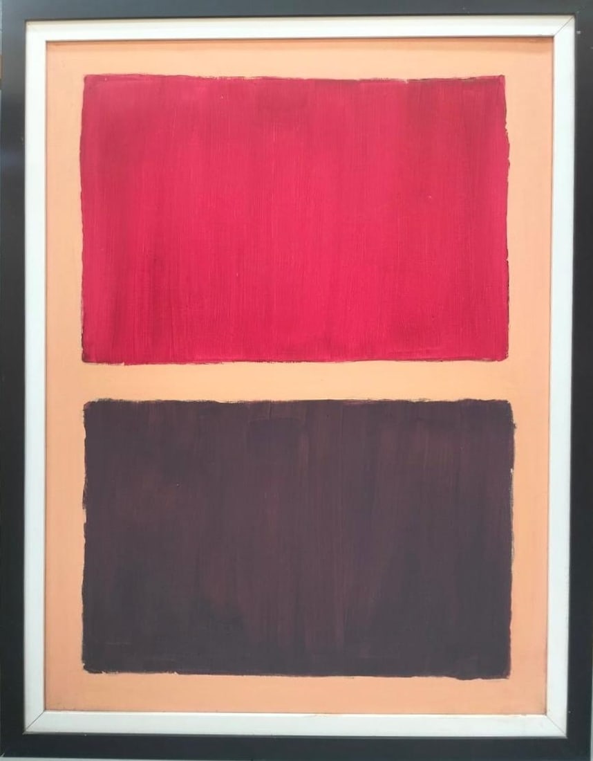 Mark Rothko American 1903 - 1970 Oil on Canvas Painting in the Style of Pollock Picasso Era: Title: Deep Afterglow Technique: Oil on Canvas Measures: 31 x 23 inches Year: 1960 Condition: Good — canvas stable, with minor surface wear and light craquelure consistent with ageProvenance: Privat