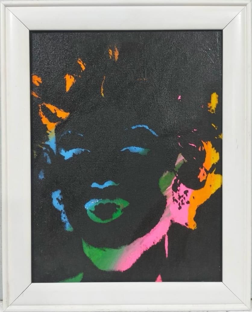 Andy Warhol American 1928-1987 Silkscreen Ink on Canvas Painting in the Style of Pop Art Era: Title: Marilyn Technique: Silkscreen Ink on Canvas Measures: 18 x 14 inches Year: 1979 Condition: Good — stable, with minor surface wear and light craquelure consistent with agePrivate collection. F
