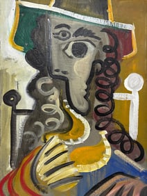 Pablo Picasso Spanish 1881-1973 Oil on Canvas Painting in the Style of.Picasso Cubist Period