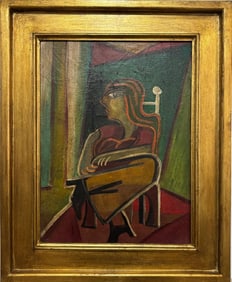 Pablo Picasso Spanish 1881-1973 Oil on Canvas Painting in the Style of.Picasso Cubist Period