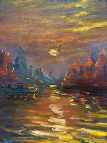 Claude Monet French 1840 - 1926 Oil on Canvas Painting in the Style of.Monet Impressionist Era