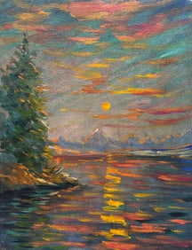 Claude Monet French 1840 - 1926 Oil on Canvas Painting in the Style of.Monet Impressionist Era