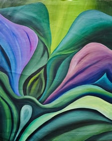 Georgia O’Keeffe American 1887–1986 Oil On Canvas Painting in the Style of. O'Keeffe Abstraction