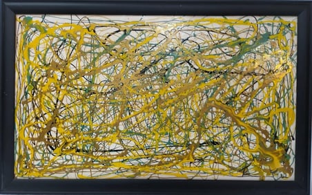 Jackson Pollock American 1912–1956 Oil on Canvas Painting in the Style of.Pollock Abstract Era