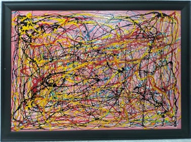 Jackson Pollock American 1912–1956 Oil on Canvas Painting in the Style of.Pollock Abstract Era