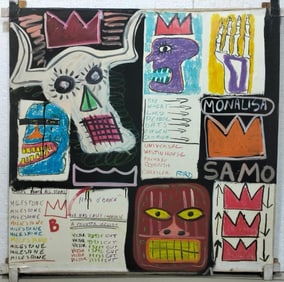 Jean Michel Basquiat Abstract In The Style of. Basquiat Neo Expressionism Era Mixed Media/Canvas.