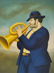 Fernando Botero Colombian 1932-2023 Oil on Canvas Painting in the Style of.Botero