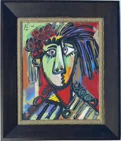 Pablo Picasso Spanish 1881-1973 Oil on Canvas Painting in the Style of Dali, Magritte, Chagall &