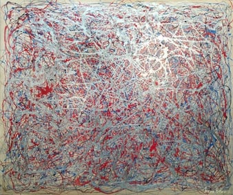 Jackson Pollock American 1912–1956 Oil on Canvas Painting in the Style of de Kooning, Rothko