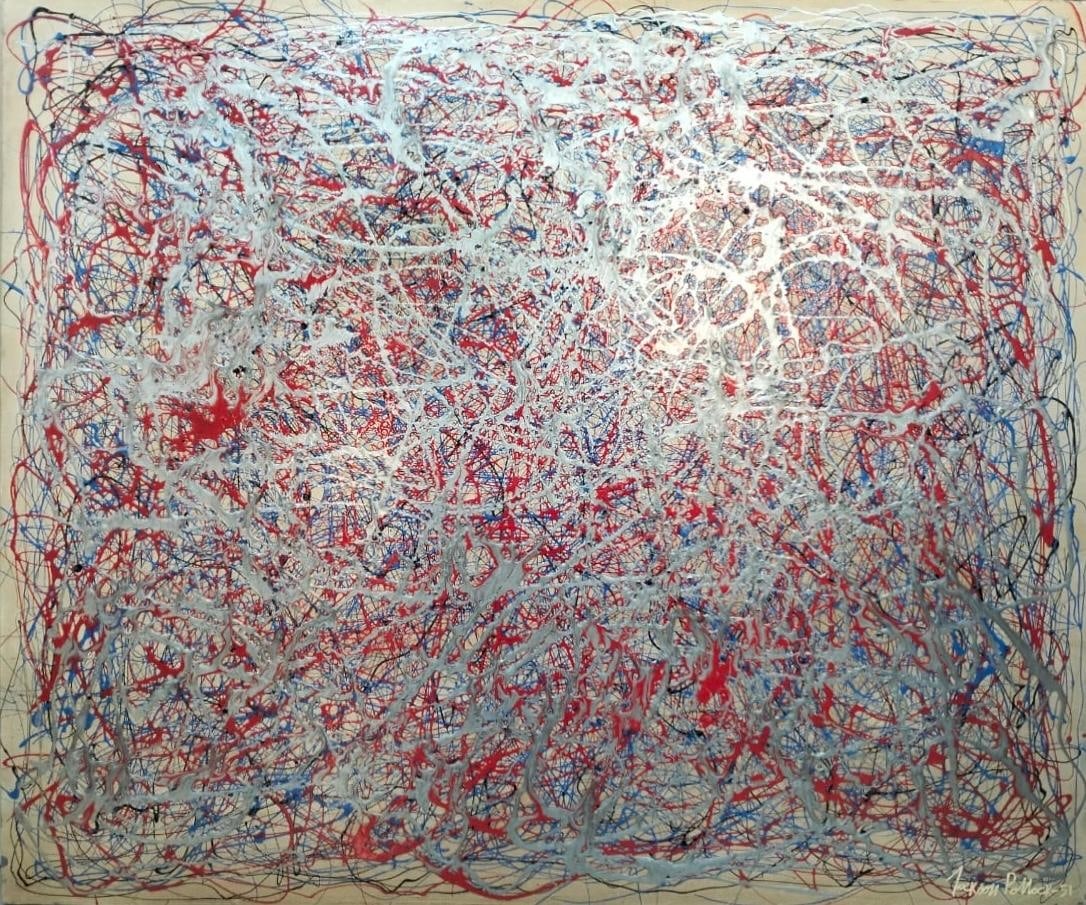 Jackson Pollock American 1912–1956 Oil on Canvas Painting in the Style of de Kooning, Rothko (1 of 10)