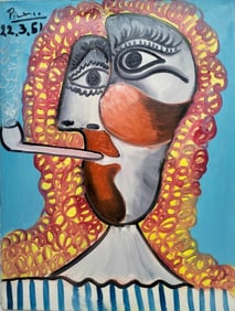 Pablo Picasso Spanish 1881-1973 Oil on Canvas Painting in the Style of Dali, Magritte, Chagall &