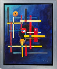 Wassily Kandinsky Russian 1866–1944 Oil on Canvas Painting in the Style of Mondrian, Malevich,