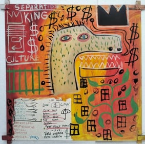 Jean-Michel Basquiat American 1960–1988 Acrylic on Canvas Painting in the Style of Warhol, Pollock