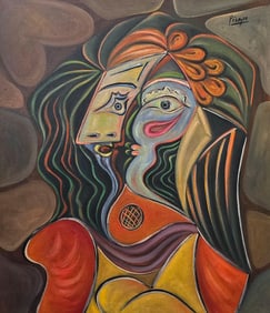 Pablo Picasso Spanish 1881-1973 Oil on Canvas Painting in the Style of Dali, Magritte, Chagall &