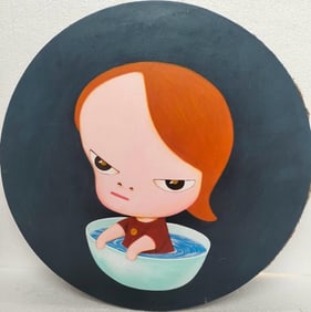 Yoshitomo Nara Japanese (b. 1959) Oil on Canvas Painting in the Style of Pop Art Era