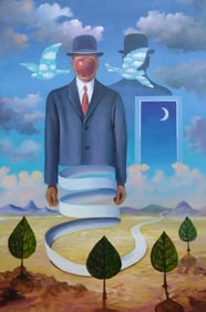 René Magritte Belgian 1898 - 1967 Oil on Canvas Painting in The Style of Dali, Picasso Era